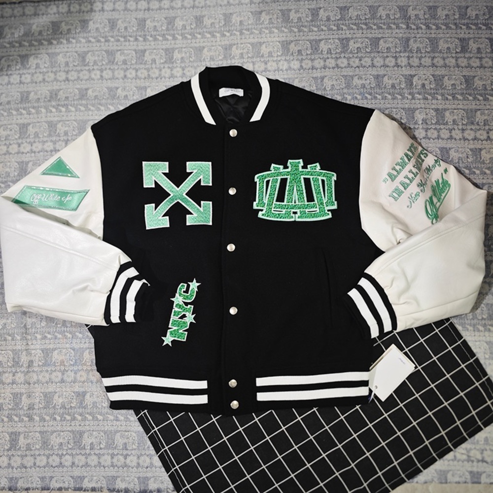 Off-White Black and White Baseball Jacket